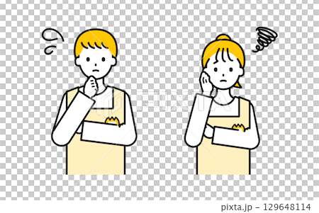 Simple nursery teacher male and female _ troubled Simple nursery teacher male and female _ troubled 129648114