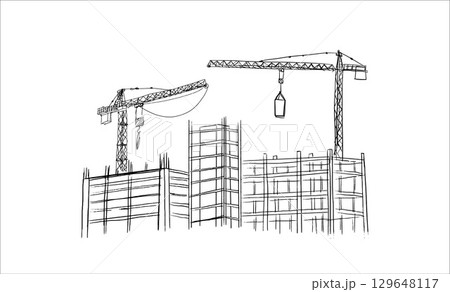 Building crane sketch 129648117