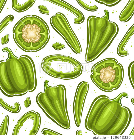 Vector Green Pepper Seamless Pattern Vector Green Pepper Seamless Pattern 129648320
