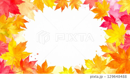 秋のカラフルな紅葉のフレーム 129648488