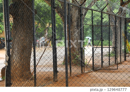 Abstract Metal Fence at Jail wall Abstract Metal Fence at Jail wall 129648777