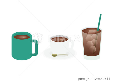ブラックコーヒーのイラストセット	 129649311