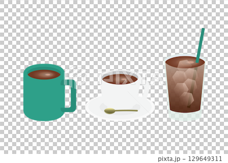 ブラックコーヒーのイラストセット	 129649311