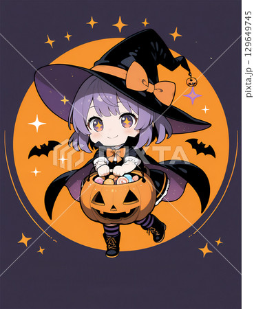 ハロウィンの仮装をした女の子 129649745