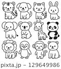 かわいい動物 ぬりえ イラストセット 129649986