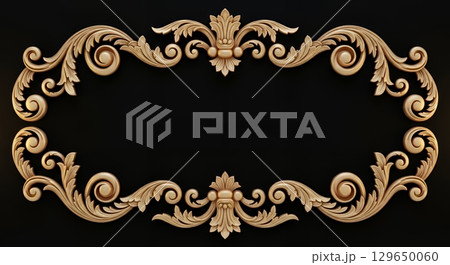 豪華な金色の飾り 伝統的な装飾とコピー空間 129650060