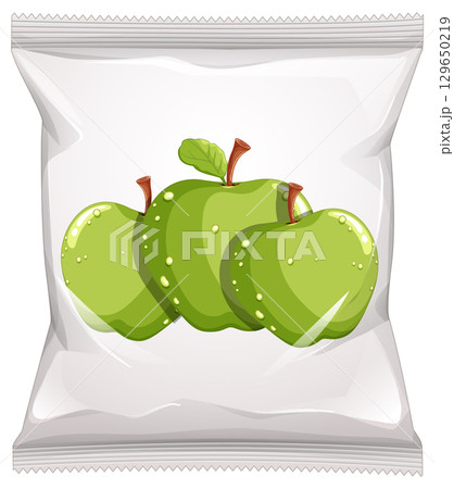 Green Apple Snack Packaging Vector Illustration Green Apple Snack Packaging Vector Illustration 129650219
