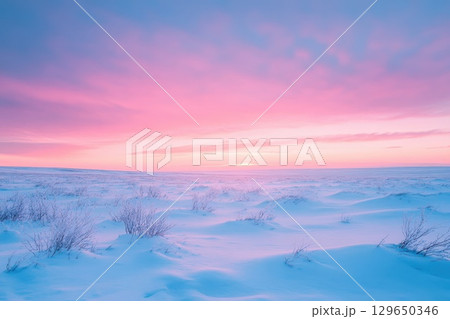 winter landscape with snowy trees 129650346