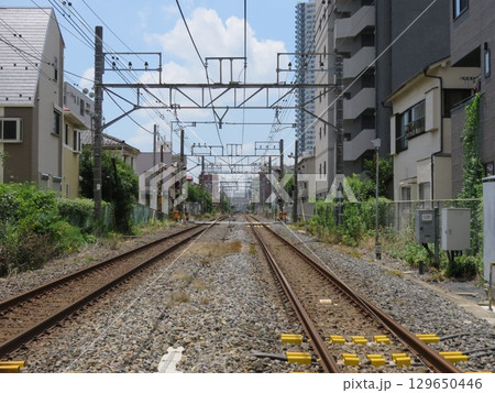 踏切から見た線路 129650446