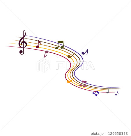 秋に流れる音楽のイメージ（水彩風） 129650558