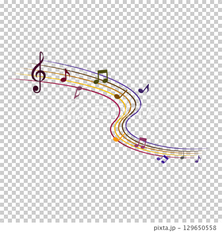 秋に流れる音楽のイメージ（水彩風） 129650558