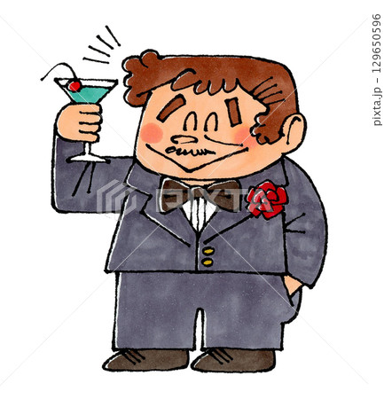 カクテルを飲む男性 129650596