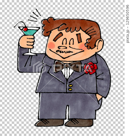 カクテルを飲む男性 129650596