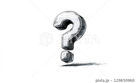 Playful Hand-Drawn Jumping Question Mark Illustration 129650960