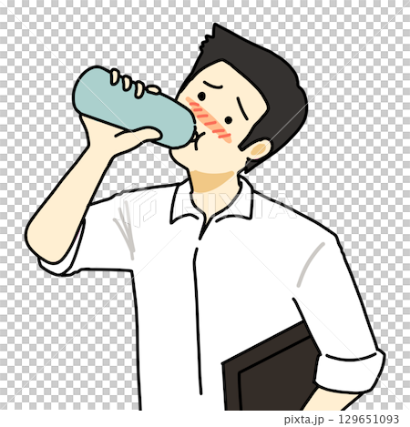 暑くて水分補給をするビジネスマン 129651093
