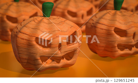 The Pumpkin Jack for Halloween orHoliday concept 3d Rendering. 129651245