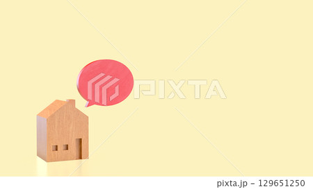 The wood house and red balloon text for property concept 3d Rendering. The wood house and red balloon text for property concept 3d Rendering. 129651250