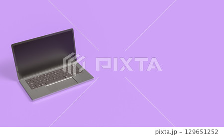 The Laptop on Purple Background for Business or Technology concept 3d Rendering. The Laptop on Purple Background for Business or Technology concept 3d Rendering. 129651252