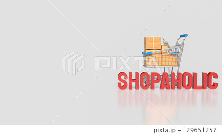 The Shopping Cart and Box for shopaholic concept 3d Rendering. The Shopping Cart and Box for shopaholic concept 3d Rendering. 129651257