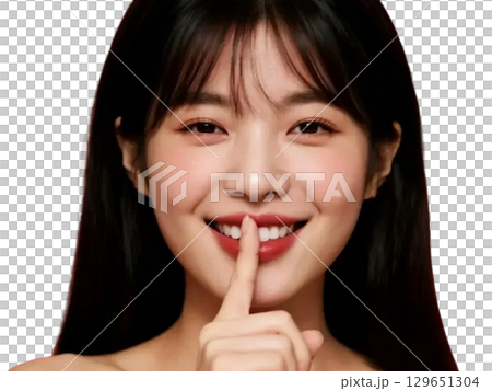 手指放在嘴唇上的女人 129651304