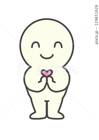 笑顔 ハートを持つ 喜び シンプル 人物 丸顔 キャラクター 笑顔 ハートを持つ 喜び シンプル 人物 丸顔 キャラクター 129651626