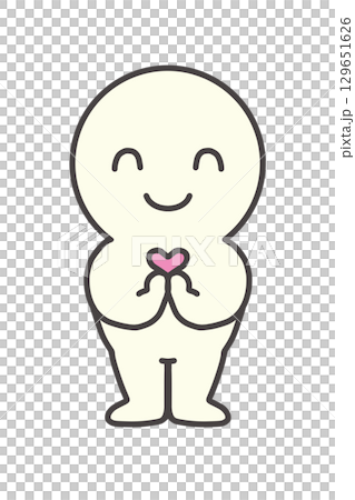 笑顔 ハートを持つ 喜び シンプル 人物 丸顔 キャラクター 笑顔 ハートを持つ 喜び シンプル 人物 丸顔 キャラクター 129651626