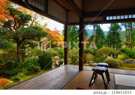 大原　実光院　美しい紅葉の庭園（京都府京都市左京区） 129651655