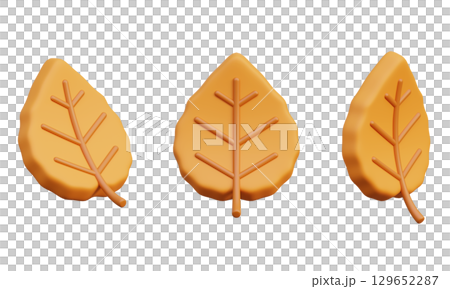 Cartoon Style autumn leaves 3D Graphic Cartoon Style autumn leaves 3D Graphic 129652287