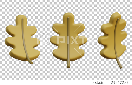 Cartoon Style autumn leaves 3D Graphic 129652288