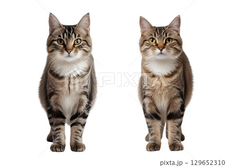 白背景に正面から見たかわいい猫 129652310