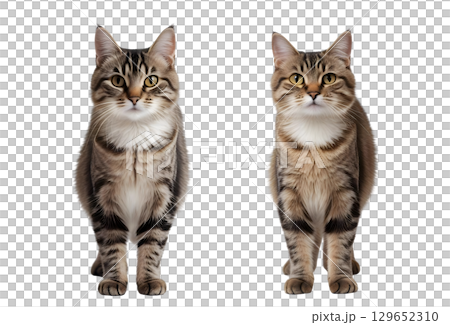 白背景に正面から見たかわいい猫 129652310