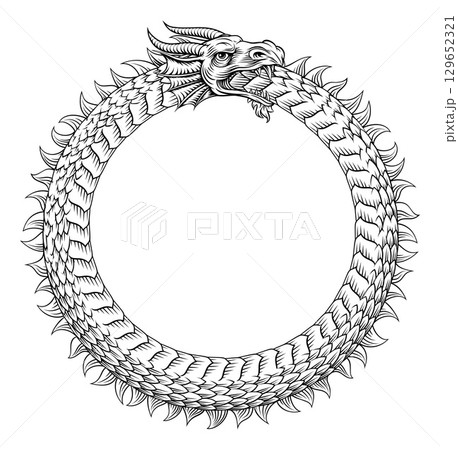 Ouroboros Circle Dragon Eating Circular Tail 129652321