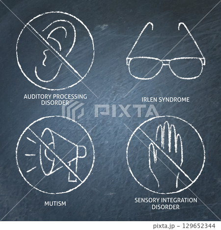 Neurodiversity symbols chalkboard icon set 129652344