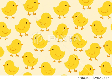 黄色いヒヨコパターン 129652477