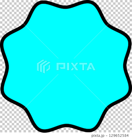 A round light blue frame with light blue spikes and a black border. A round light blue frame with light blue spikes and a black border. 129652584