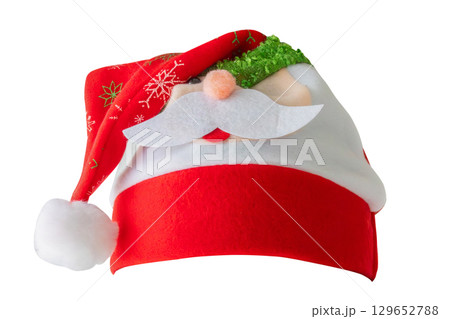 Red Christmas Santa Claus hat isolated on white background Red Christmas Santa Claus hat isolated on white background 129652788