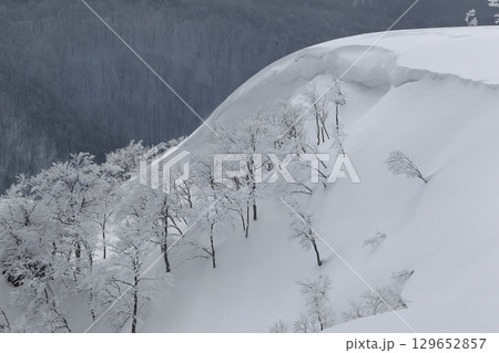 雪に覆われた山 129652857