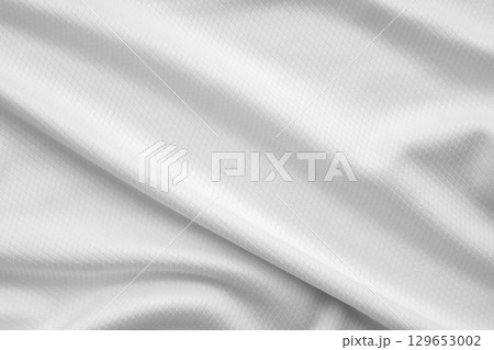 White sports clothing fabric football shirt jersey texture background 129653002
