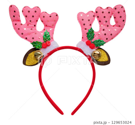 Christmas reindeer antler headband isolated on white background 129653024