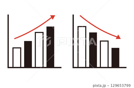 上昇と下降の棒グラフ2個セット 上昇と下降の棒グラフ2個セット 129653799