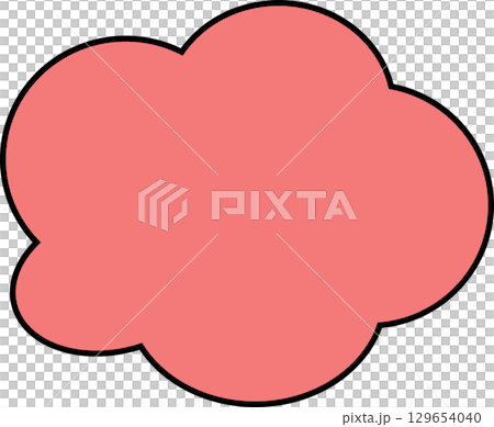 赤色の雲の形のシンプルなもこもこふきだし。可愛くて使いやすい。 129654040