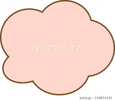 ピンク色の雲の形のシンプルなもこもこふきだし。可愛くて使いやすい。 129654141