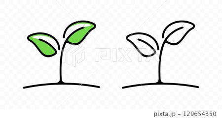 Sprout grows out of soil, graphic design. Plant, germination and seedling, vector design and illustration Sprout grows out of soil, graphic design. Plant, germination and seedling, vector design and illustration 129654350