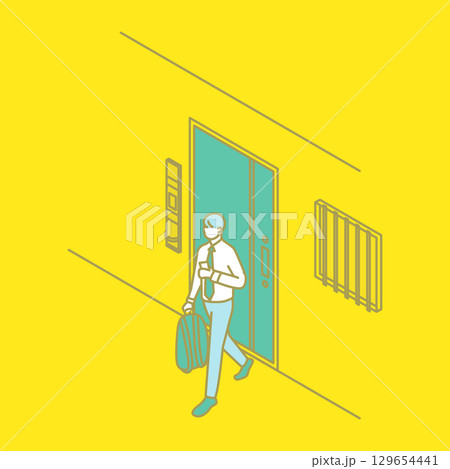一人暮らしをする学生・社会人のイラスト 129654441