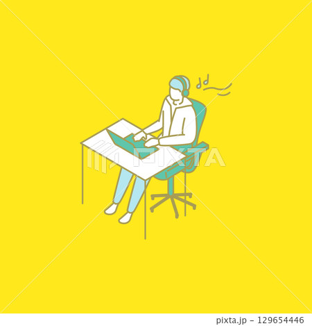 一人暮らしをする学生・社会人のイラスト 129654446