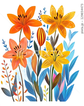 beautiful composition with tropical flowers 129654473
