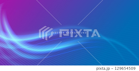 Abstract blue curve light ray on dark blue and pingk background. Technology concept. 129654509