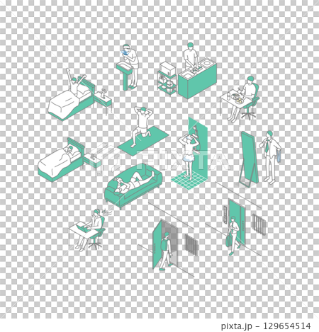 獨居的學生與上班族插圖 獨居的學生與上班族插圖 129654514