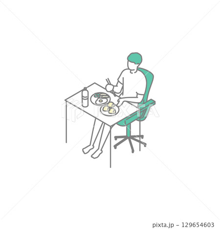 一人暮らしをする学生・社会人のイラスト 129654603