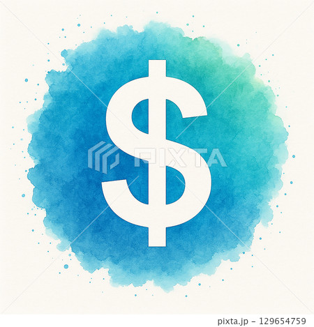 水彩風のブルードルマーク シンプルイラスト 129654759